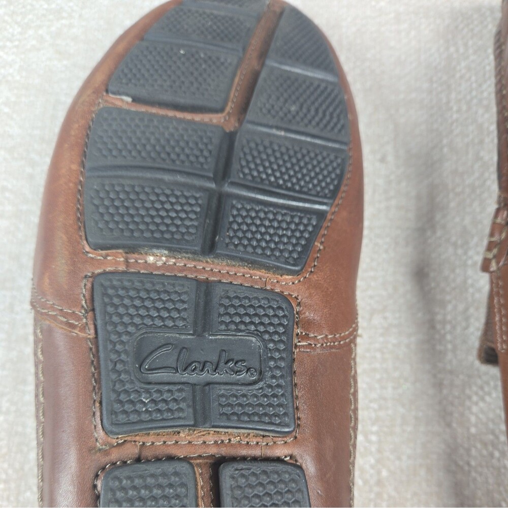 Clarks Men's Loafer 10.5 Brown Leather Driving Moccasins Horsebit Old Money Shoe - Picture 10 of 14
